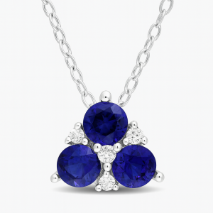 Natural Blue Sapphire Diamond Pendant