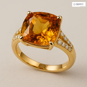 Natural Citrine Cushion-Cut Ring