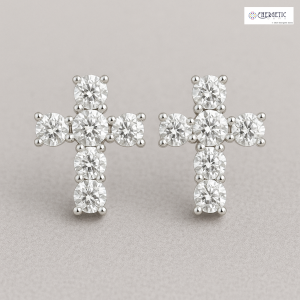 Diamond Cross Stud Earrings