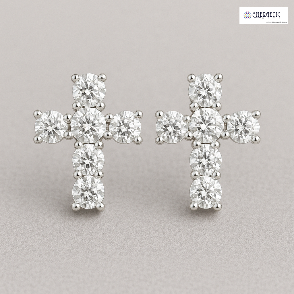 Diamond Cross Stud Earrings