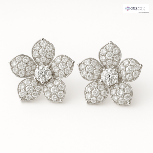 Diamond Flower Earrings