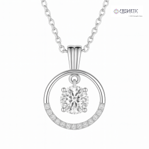 Circular halo diamond pendant