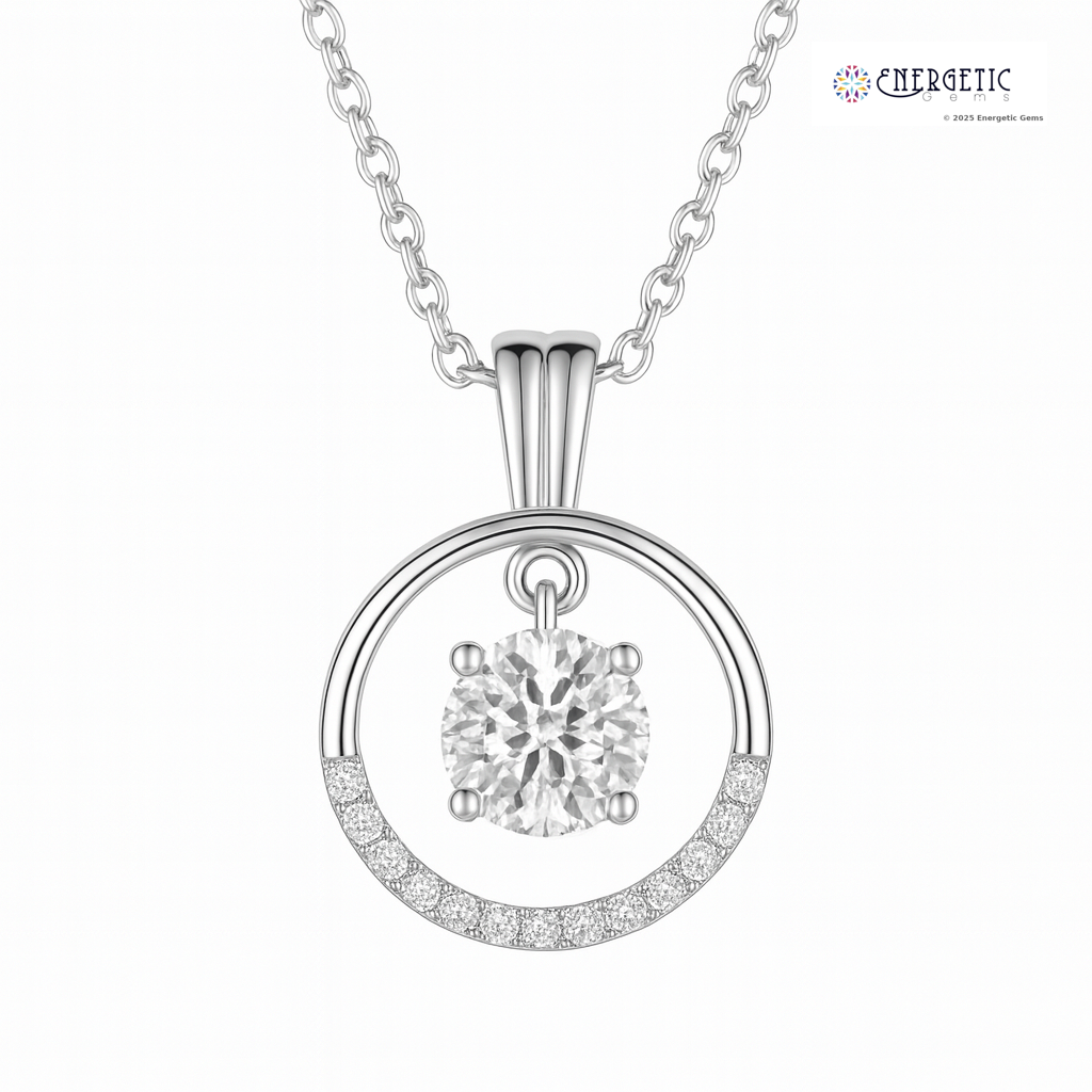 Circular halo diamond pendant