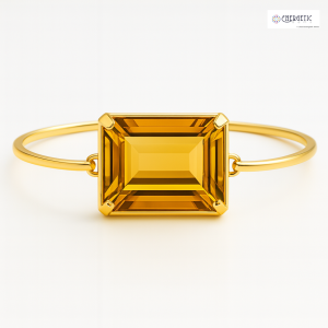Natural Citrine Bracelet ( Emerald Cut )