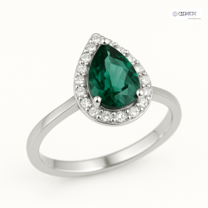 Emerald & Diamond Halo Ring