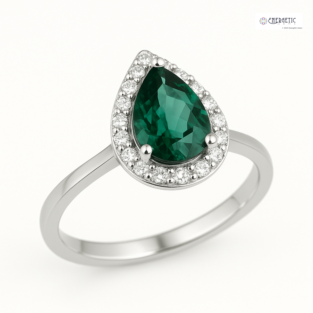Emerald & Diamond Halo Ring
