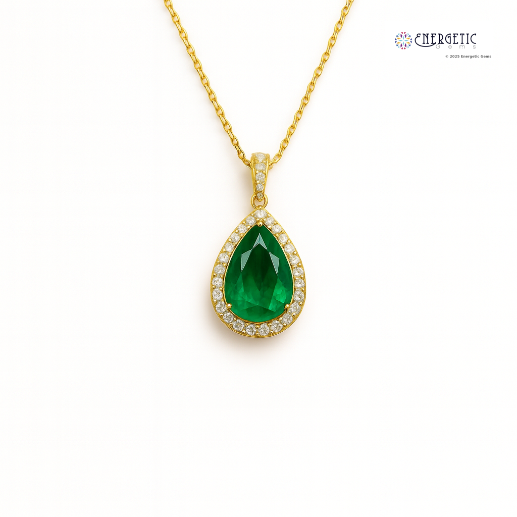 Emerald & Diamond Teardrop Pendant