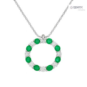 Emerald & Diamond Circle Pendant