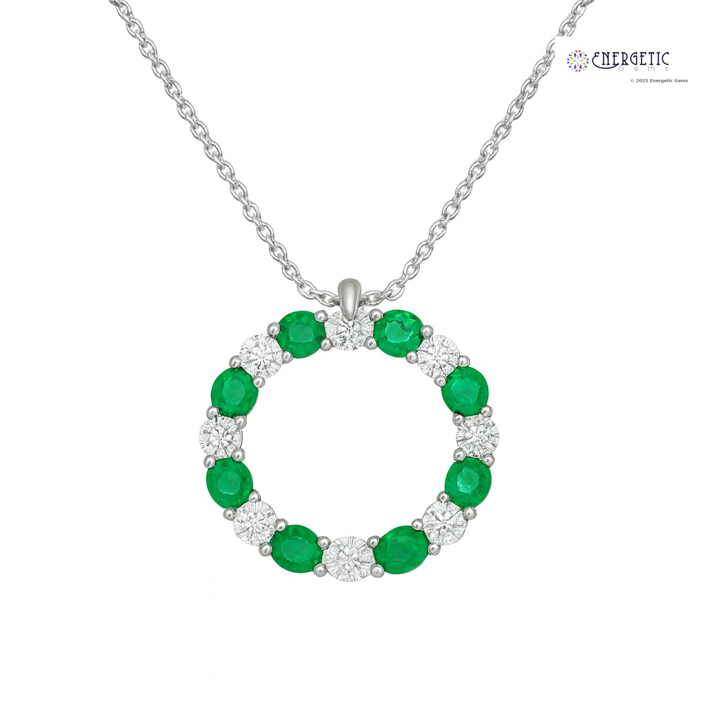 Emerald & Diamond Circle Pendant