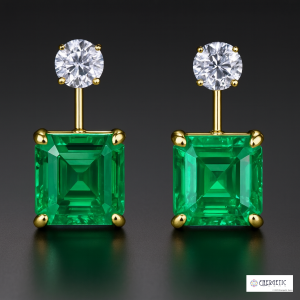 Emerald & Diamond Stud Earrings