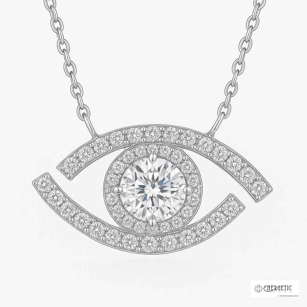 Eye-shaped diamond pendant