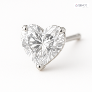 Heart-Shaped Diamond Stud Earrings