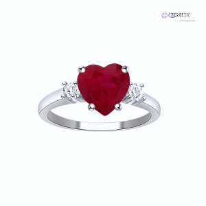 Natural Heart-Shaped Ruby & Diamond Ring