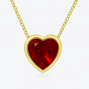 Heart-Shaped Ruby Pendant Necklace