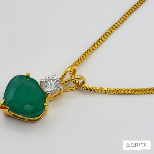 Heart Shaped Emerald and Diamond Pendant 