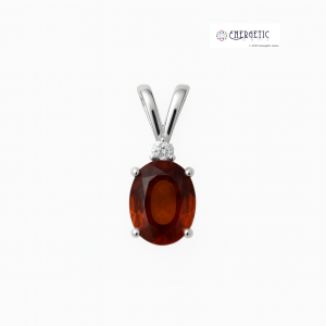 Hessonite Garnet Diamond Pendant 