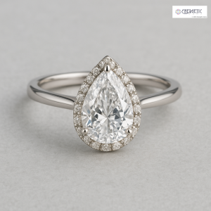 Pear-Shaped Diamond Halo Ring