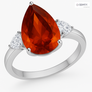 Pear Shaped Natural Hessonite Ring