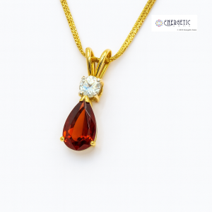 Pear Shaped Hessonite and Diamond Pendant