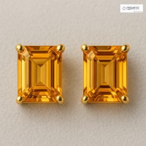 Rectangular Cut Citrine Earrings