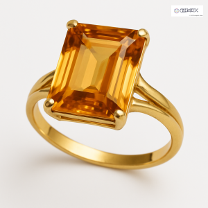 Rectangular Cut Citrine Ring