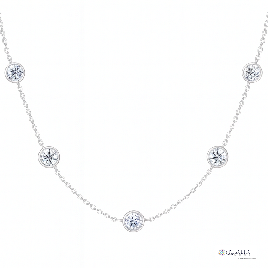 Round Diamond Station Necklace