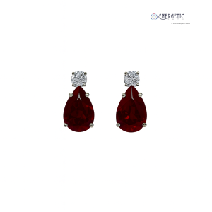 Natural Ruby  & Diamond Drop Earrings
