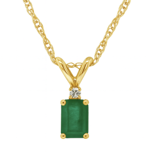 Emerald & Diamond Pendant Necklace