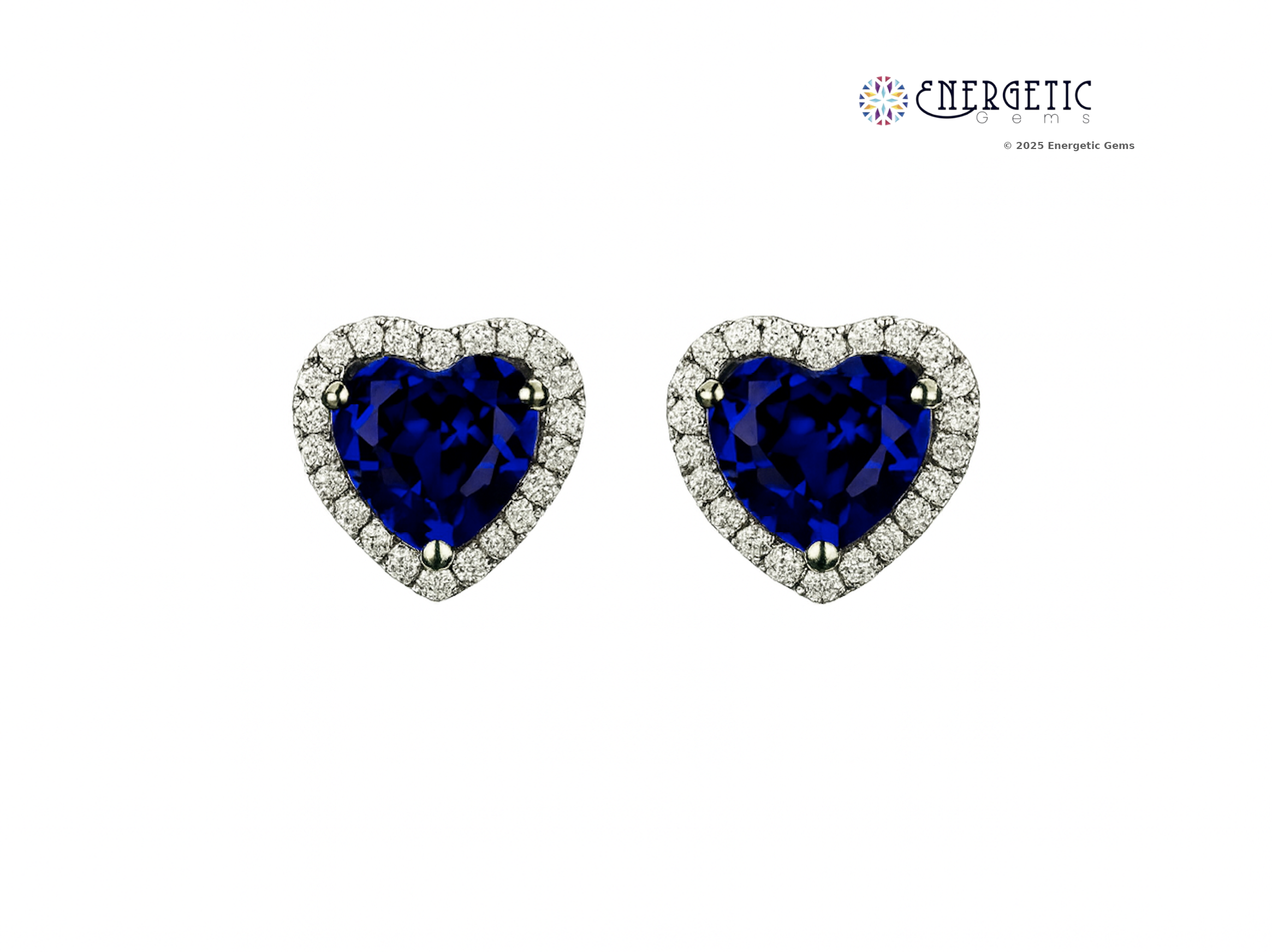 Heart-Shaped Sapphire & Diamond Halo Stud Earrings