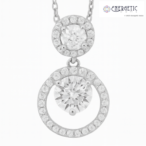 Dual-stone halo pendant with circle frame