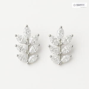 Small Diamond Leaf Earrings
