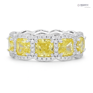 Yellow Sapphire & Diamond Eternity Band