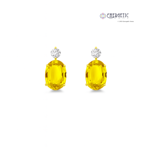 Yellow Sapphire Diamond Drop Stud Earrings