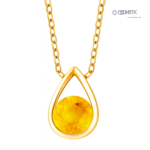 Yellow Sapphire Teardrop Pendant Necklace