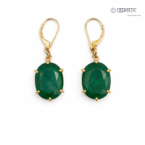 Luxurious Rectangular Cushion Cut Emerald Earrings